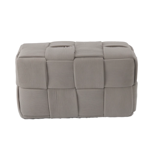 Light Gray Knitted Rectangular Pouf 60 × 32 × 32 cm