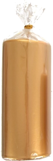 Decorative pillar candle with gold metallic sheen 7 × 18 cm