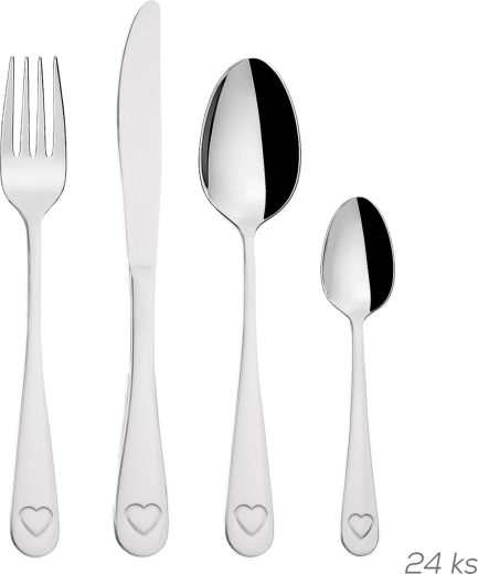 Stainless Steel Cutlery with Heart Motif – 24-Piece Set