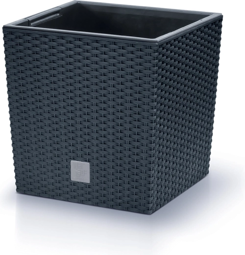Rato Low Flower Pot with Insert 26.2 × 26.2 cm – Anthracite