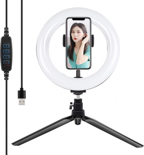 Puluz 20 cm Ring LED Light with Tripod and Phone Holder