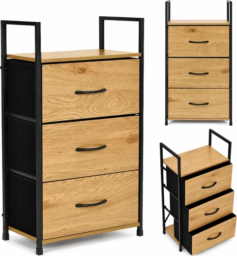 ModernHome Chest of Drawers with 3 Textile Drawers