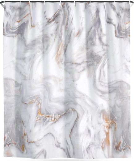 Waterproof marble shower curtain 180 × 180 cm with hooks
