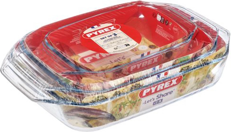 Set of PYREX Glass Roasters 3 pcs (1.4 L + 3 L + 4 L)