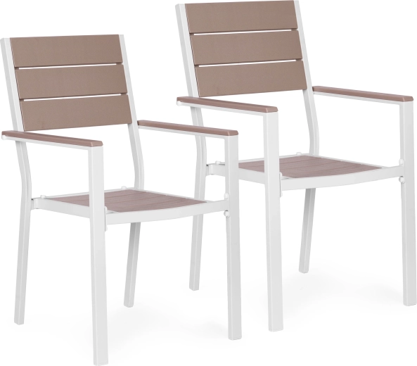 Set of 2 Garden Chairs in Steel and HDPE, White – MultiGarden