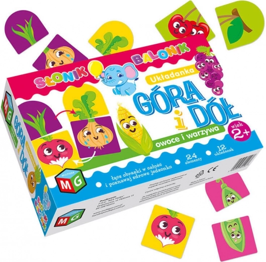 Up and Down Game: Fruit and Vegetables – Puzzle for Kids