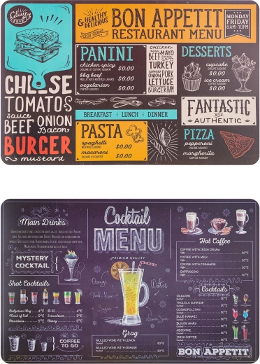 MENU plastic placemat 43 × 28 cm, mixed designs