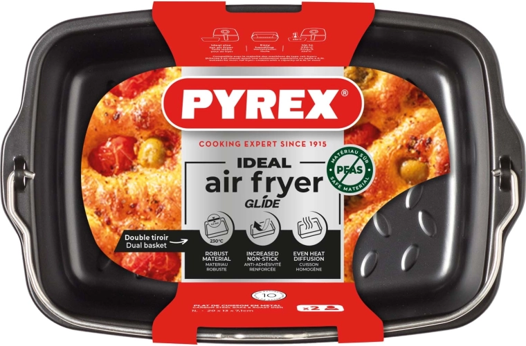 Metal rectangular basket for an air fryer, 1 l