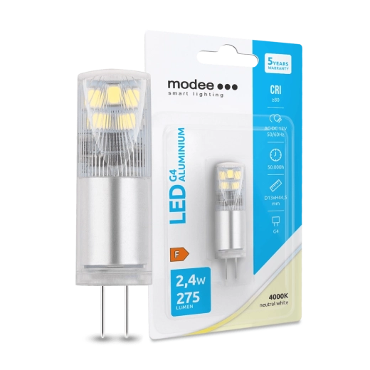 LED крушка G4 алуминиева 12 V 2,4 W 4000 K 275 lm MODEE