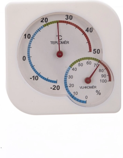 Analog indoor thermometer and hygrometer 7.5 × 7.5 cm, white