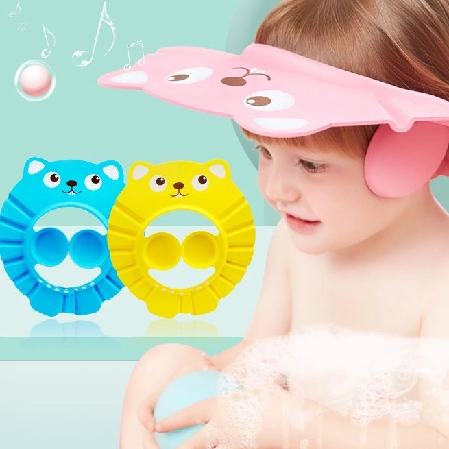 Children's bathing cap with brim bear - pink