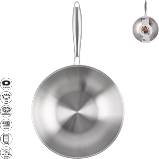 Orion Steela deep stainless steel wok pan 30 cm