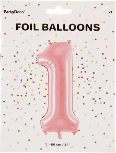 Pink foil balloon number 1 (86 cm)