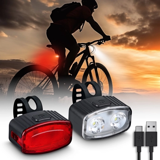 Solight комплект презареждащи се велосипедни светлини 160 lm (предна + задна)