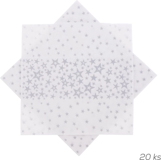 Silver star paper napkins 33 × 33 cm (20 pcs)
