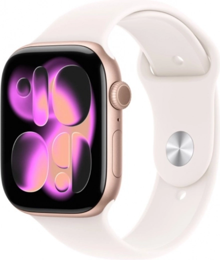 Apple Watch Series 11 GPS 42 мм розово-златист алуминий със спортна каишка светлорозова S/M