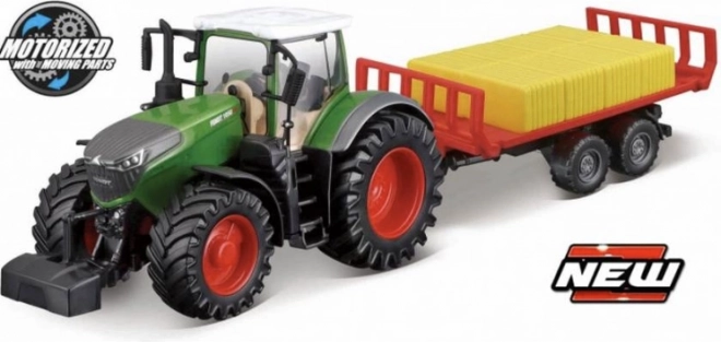 Фермерски трактор с инерционен механизъм с ремарке и сено Fendt 1050 Vario 10 см – Bburago