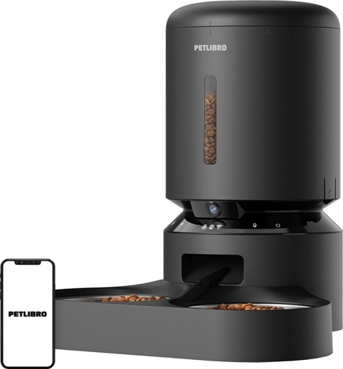 Автоматична хранилка Petlibro Granary с камера и двойна купичка, 5 l (черна)