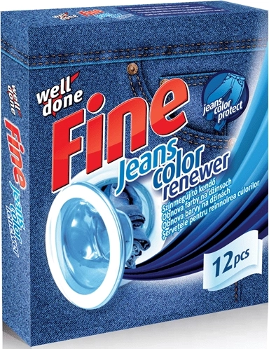 Well Done Fine laundry sheets for restoring the color of denim clothing, 12 pieces