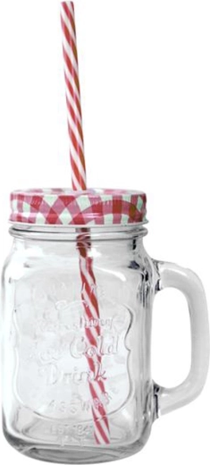 Mason Jar with Lid and Straw 450 ml