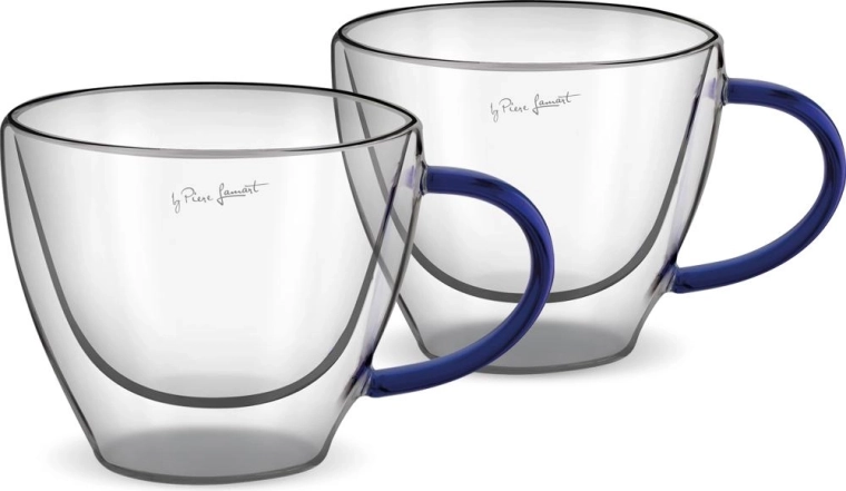 Lamart set of double-walled cappuccino glasses, blue, 190 ml, 2 pieces