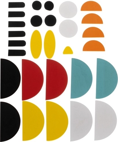Colorful wooden pieces for creative play