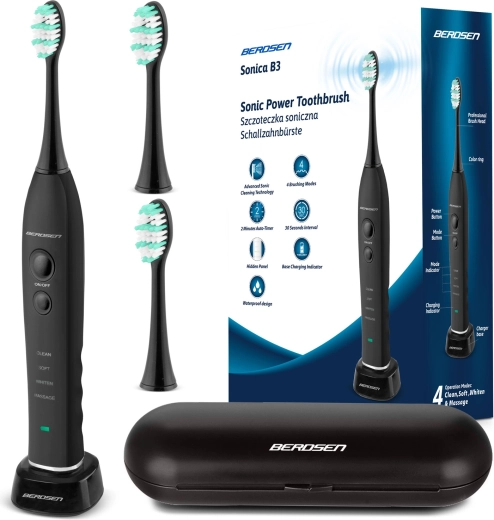 Berdsen Sonica B3 Sonic Toothbrush with Case – Black