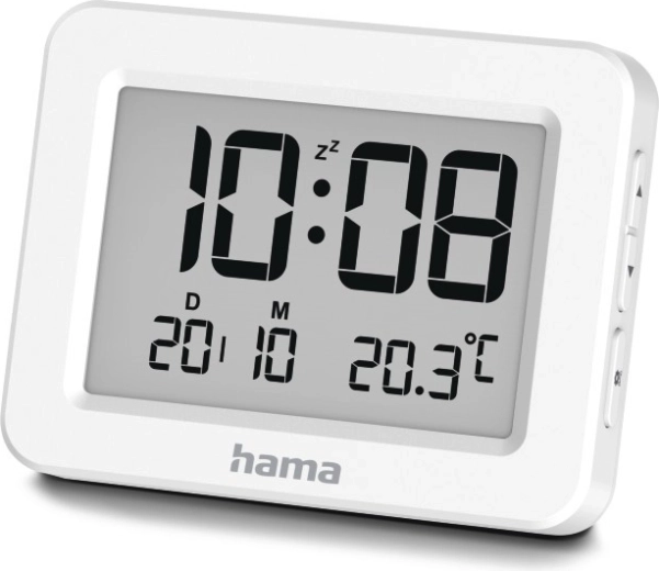 Kos electronic alarm clock with digital display, calendar and thermometer