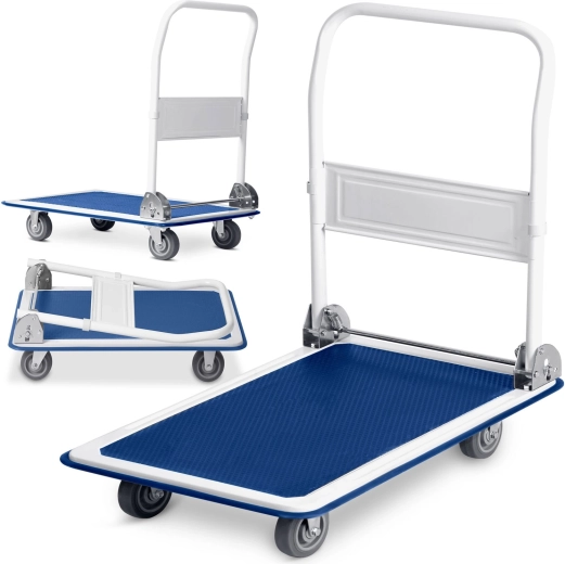 Folding platform trolley 300 kg Humberg HM-506, white-blue