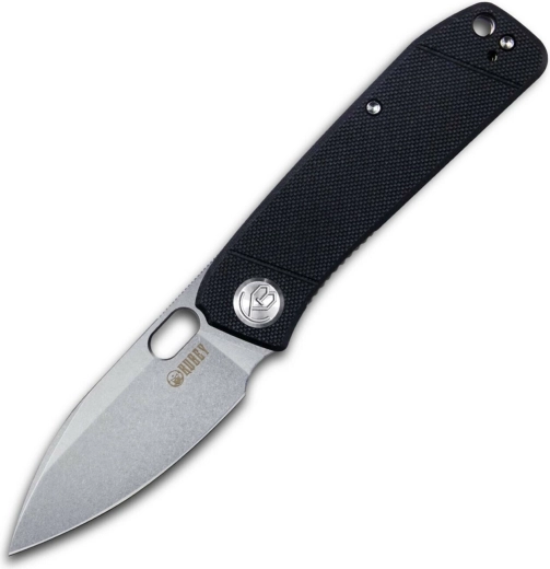 джобен нож Kubey Hyde 7,5 см, пясъкоструен, черен, G10