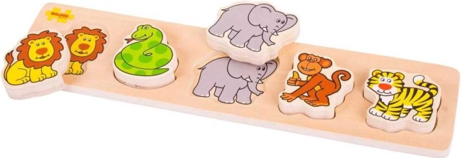 Bigjigs Baby дървен сафари пъзел