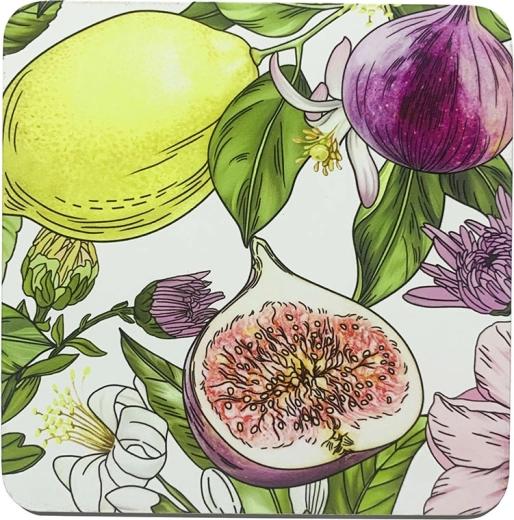 Lemon coaster set 10 × 10 cm, 4 pcs in a gift box