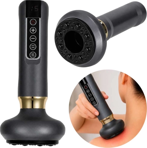 Electric handheld massager with cupping function, USB, gray