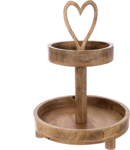 Mango Heart Serving Stand, 2-Tier, 30 × 30 × 42 cm