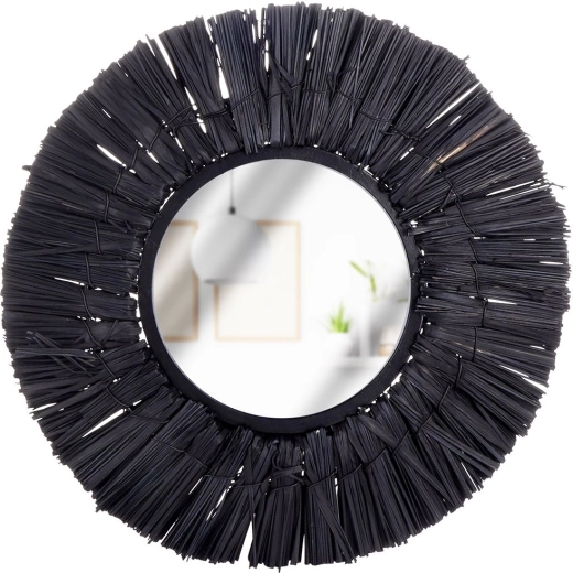 Black Round Wall Mirror Home Styling Collection 32 cm