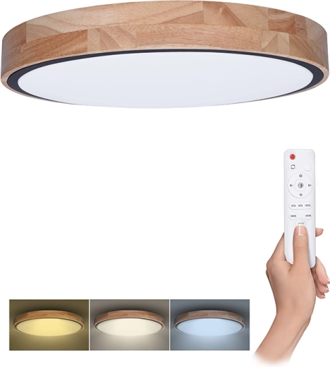 Solight LED таванно и стенено осветително тяло Iron Oak с дистанционно управление 48 W, 40 cm, димируемо, CCT 3000–6500 K