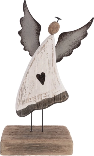 Angel made of paulownia wood and white metal