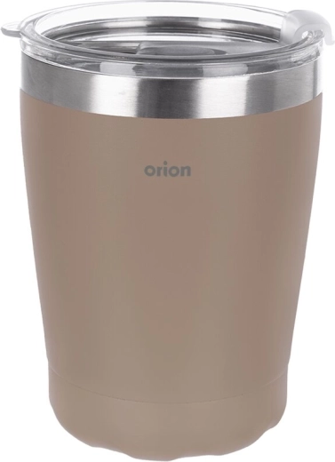 Orion stainless steel travel thermal mug with lid 0.41 l, brown