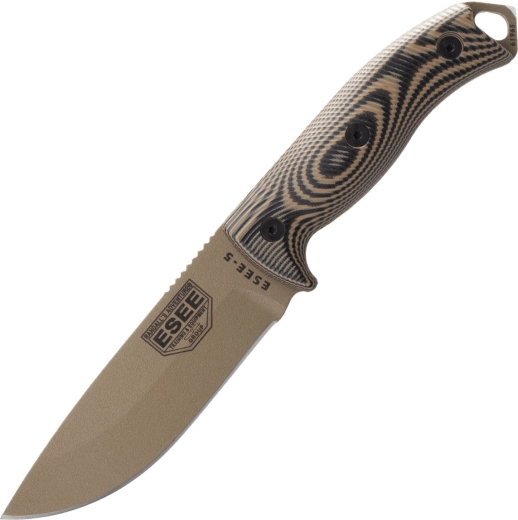 ESEE Model 5 survival knife 13.2 cm, Dark Earth, G10, Kydex sheath
