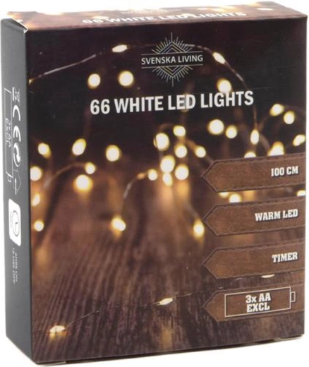 Светлинна верига с таймер, 66 LED, 100 см