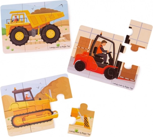 Пъзел 3 в 1 строителни машини от Bigjigs Toys
