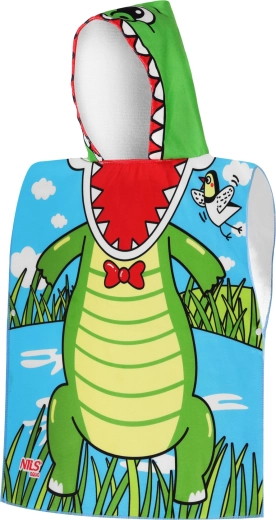 Детско микрофибърно пончо с качулка NILS Aqua Crocodile