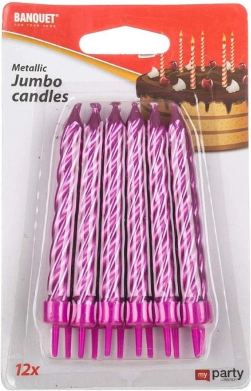 Jumbo Birthday Candles MY PARTY - pack of 12 pcs