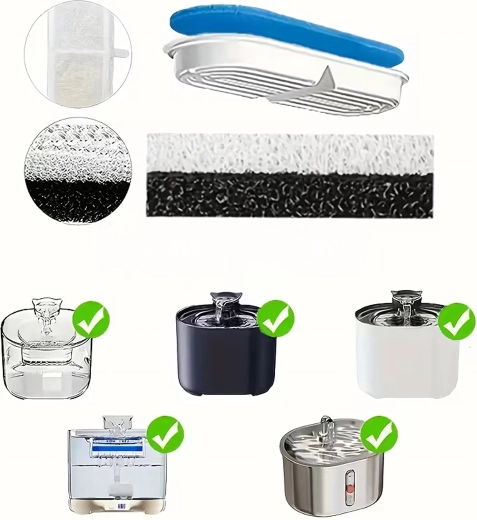 Replacement filters for pet fountains – set of 8