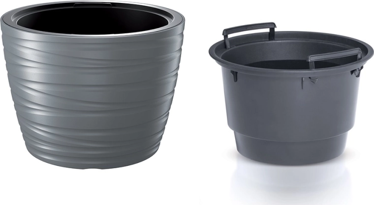 Low Maze planter with insert 37.5 cm – gray stone