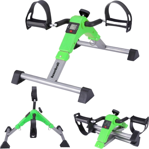Foldable rehabilitation pedal exerciser bike 2-in-1 with LCD display, green - 1 piece