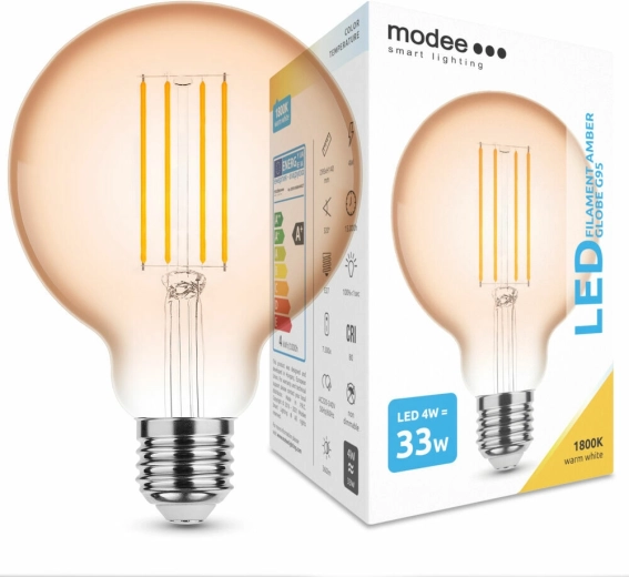 Modee LED filament bulb amber globe G95 4 W E27 1800 K