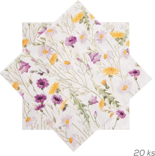Paper napkins with a spring flower motif 33 × 33 cm, 20 pcs, purple
