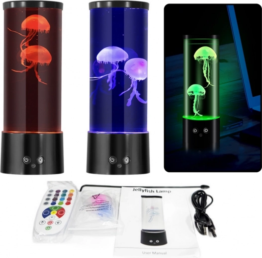 Decorative LED lamp with jellyfish on battery and USB cable