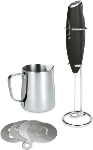Lamart Kaffe milk frother with pitcher and stencils